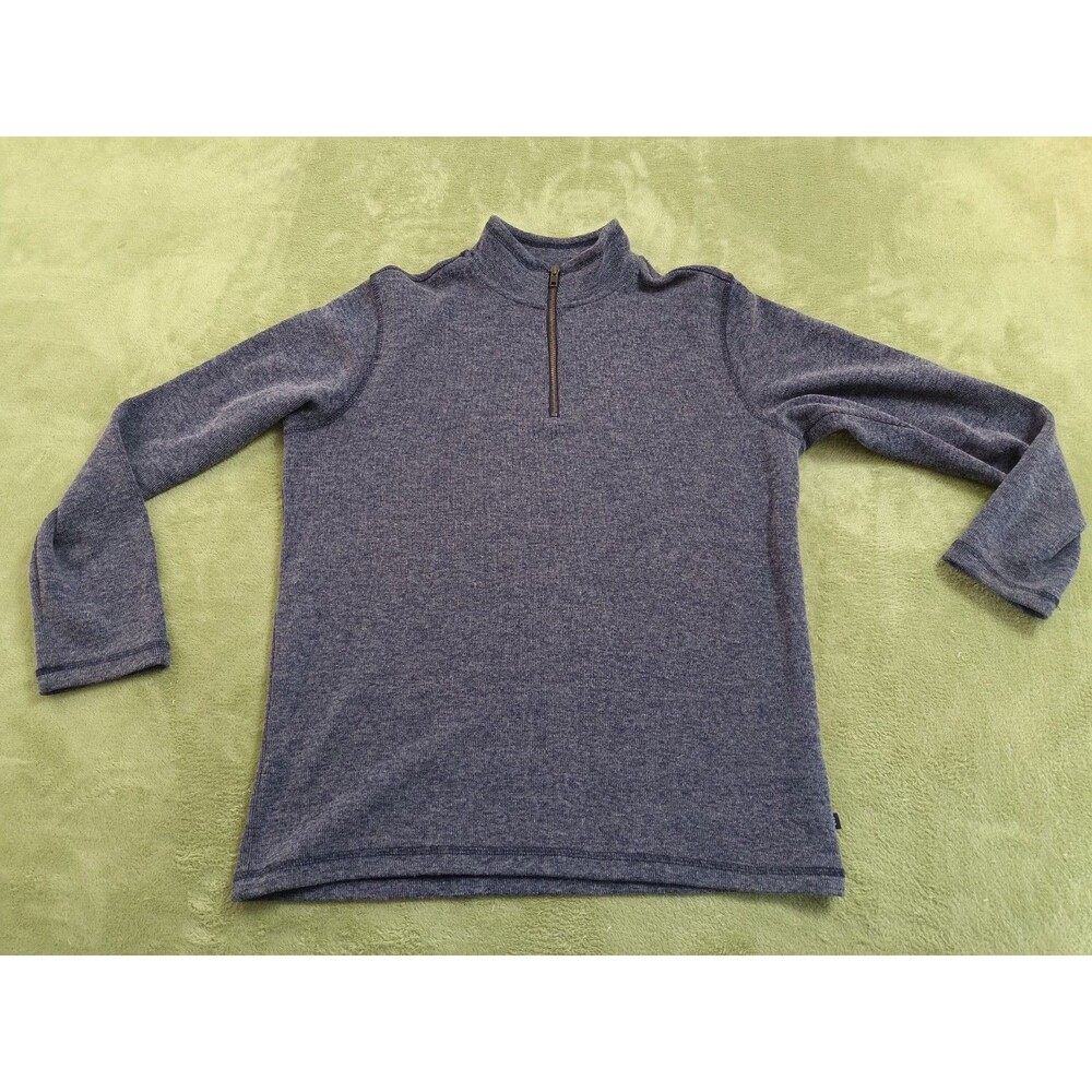 GAP Mens Medium 1/4 Zip Pullover Sweater Mock Neck Blue Gray Heathered